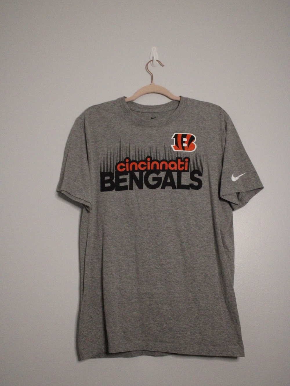Nike Gray Cincinnati Bengals Graphic Tee with Orange & Black Logo